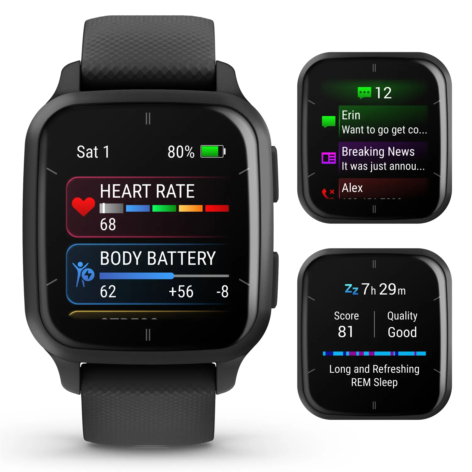 Garmin Venu Sq 2 Series, GPS Smartwatch, Long-Lasting Battery Life, AMOLED Display, Black/Slate