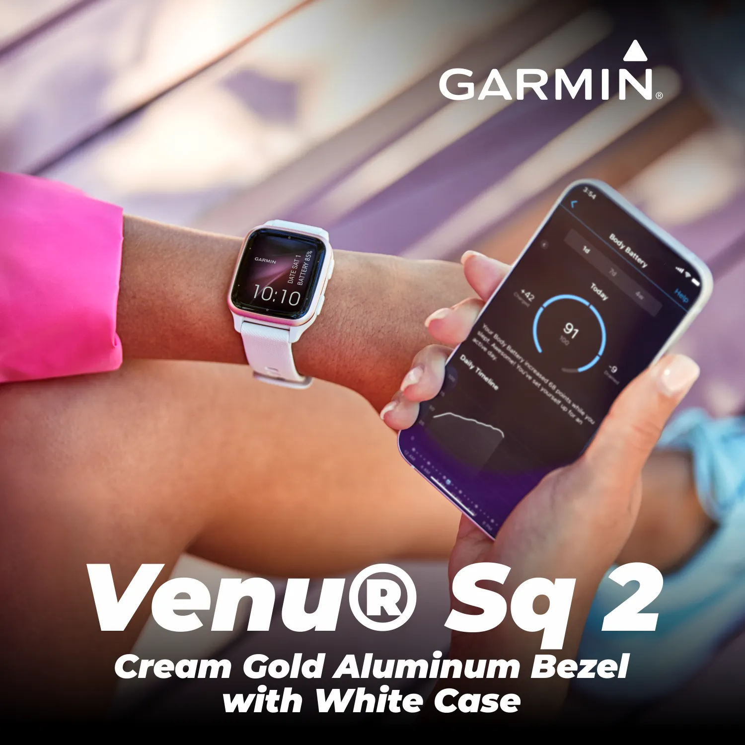 Garmin Venu Sq 2 Series, GPS Smartwatch, Long-Lasting Battery Life, AMOLED Display, Black/Slate