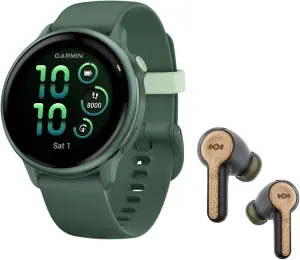 Garmin vivoactive 6 GPS Smartwatch (Metallic Jasper Green) Bundle with House of Marley Rebel True Wireless Earbuds