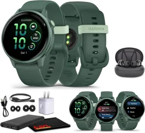 Garmin Vivoactive 6 Smartwatch Metallic Jasper Green with Jasper Green Band Best Fitness GPS Smart-Watch with AMOLED Display, 11-Day Battery, Advanced Activity Tracking Watch Bundle for Men &Women