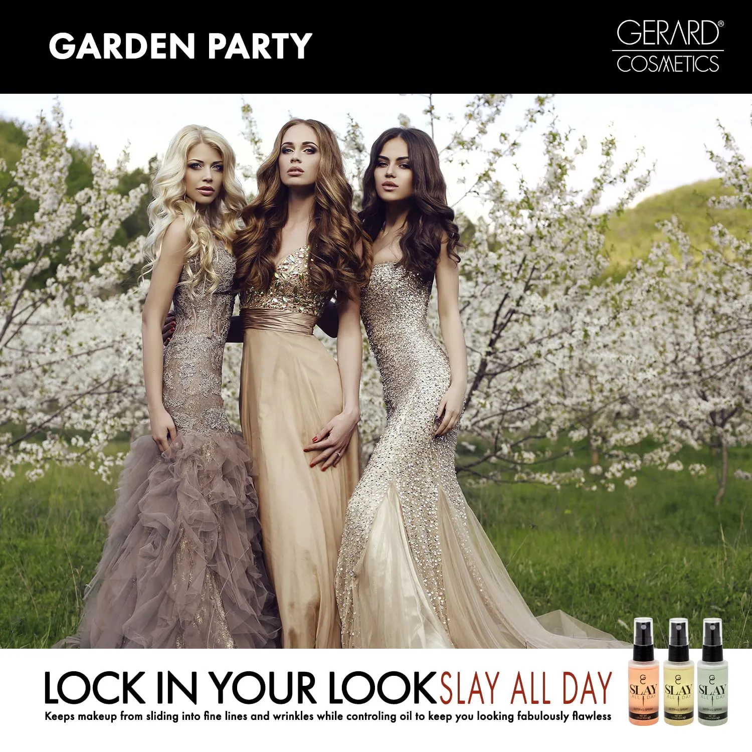 Gerard Cosmetics Makeup Setting Spray Mini (Garden Party) Set of 3, Slay All Day Scented Makeup Finishing Spray, Oil Control, Matte Finish, Cruelty Free, Made USA, 90 mL (3.03 oz)