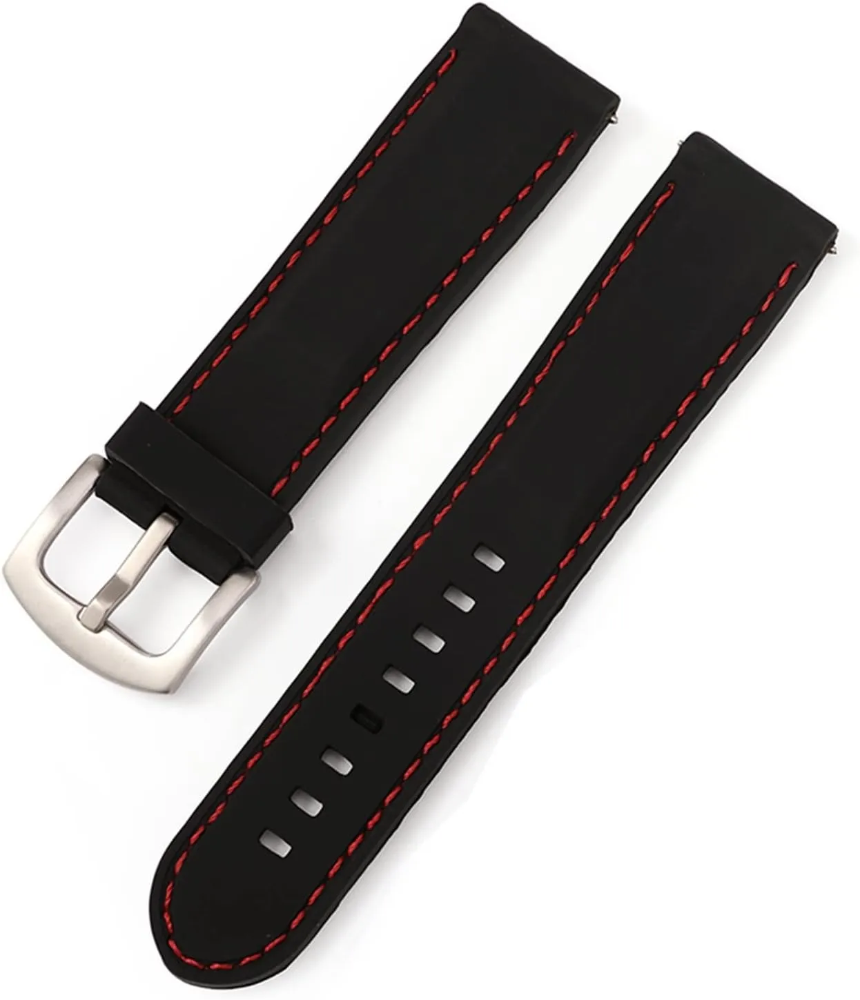 GGZONE RHAIYAN Silicone Rubber Watch Strap 18mm 20mm 22mm 24mm Watch Band Watch Strap Diving Waterproof Bracelet Replacement Compatible with Men Women(Black Blue Silver,20mm)