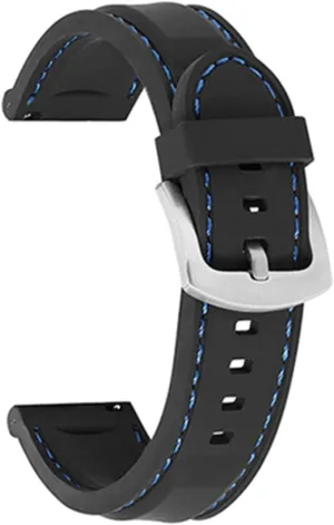 GGZONE RHAIYAN Silicone Rubber Watch Strap 18mm 20mm 22mm 24mm Watch Band Watch Strap Diving Waterproof Bracelet Replacement Compatible with Men Women(Black Blue Silver,20mm)