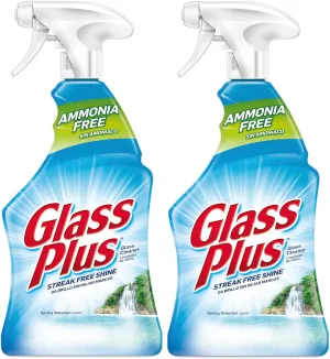 Glass Plus Glass Cleaner, 32 fl oz Bottle, Multi-Surface Glass Cleaner (Pack of 2)