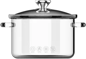 Glass Saucepan for Cooking High Borosilicate Stovetop Cooking Pot with Lid and Handle, Heat Resistant Glass Cooking Pot for Pasta Noodle Soup Milk Food, Refrigerator and Microwave Safe,1.8L