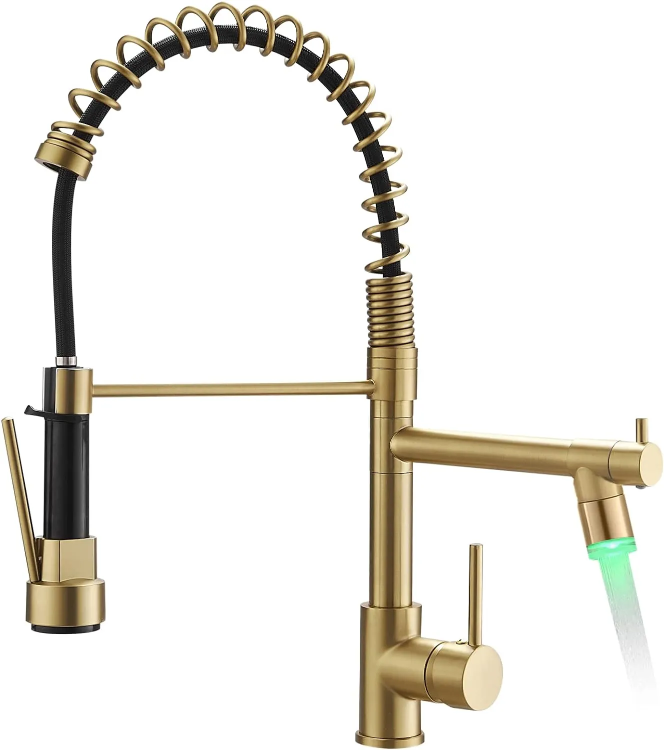Gold Kitchen Faucet with Sprayer AIMADI,Modern Single Handle Spring Gold Kitchen Sink Faucet