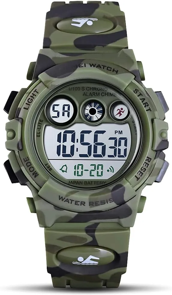 GOLDEN HOUR Watches for Kids Digital Sport Waterproof Boys Girls Watch Outdoor 12/24 H Alarm EL Backlight Stopwatch Military Child Wristwatch Ages 3-15