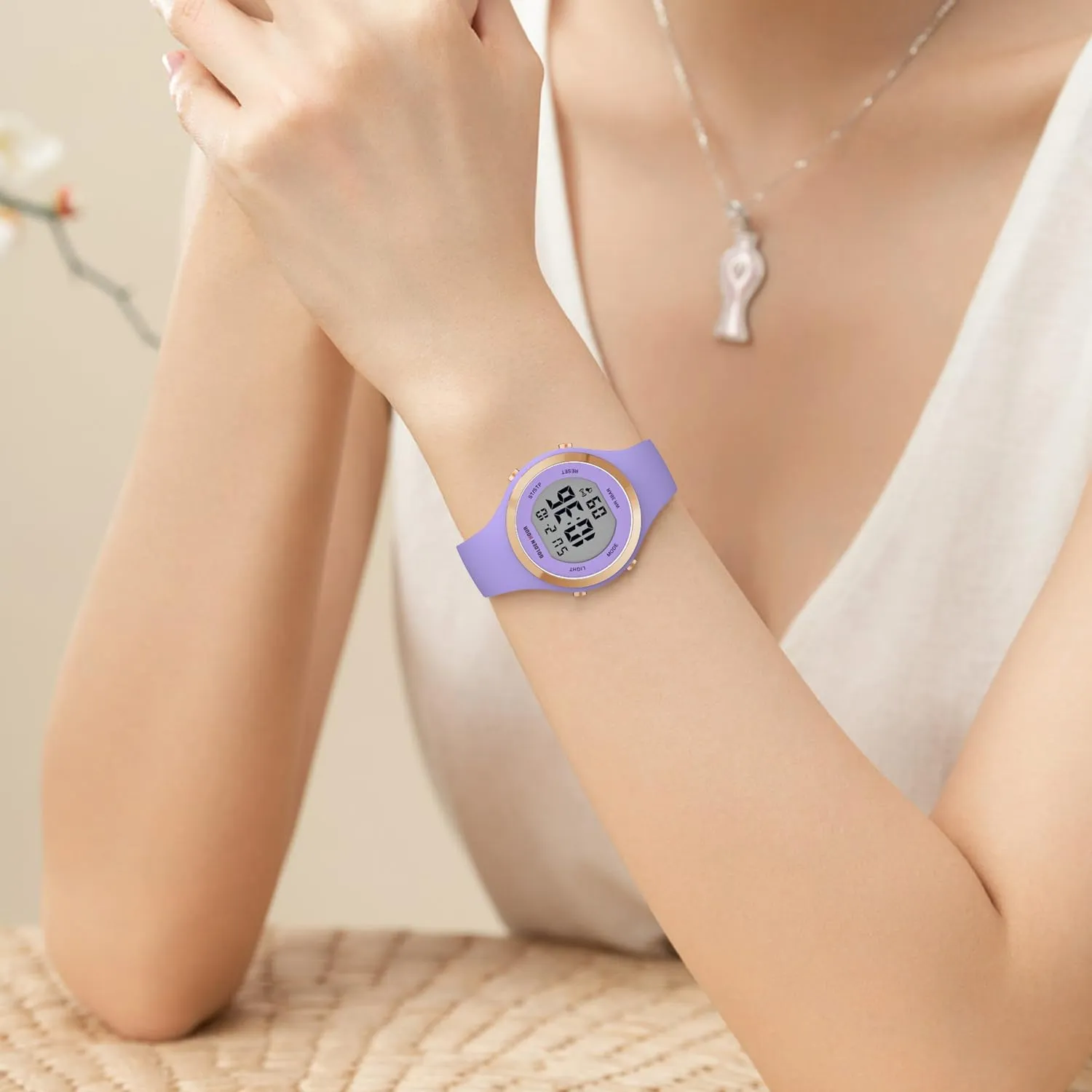 GOLDEN HOUR Waterproof Sport Women's Digital Chronograph Silicone Strap Watch
