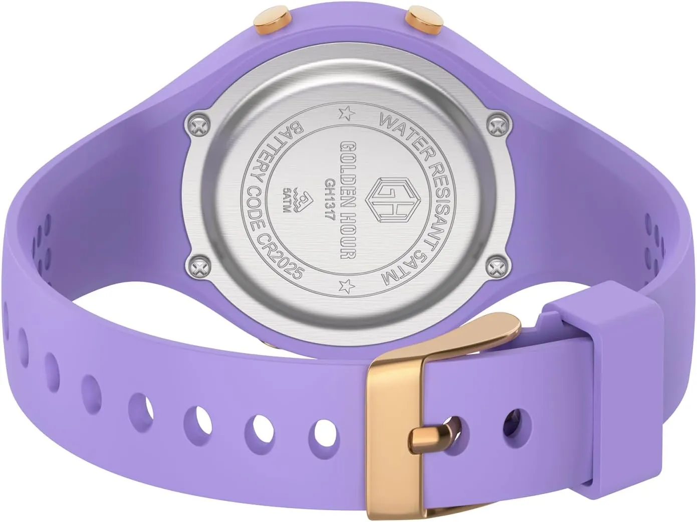 GOLDEN HOUR Waterproof Sport Women's Digital Chronograph Silicone Strap Watch