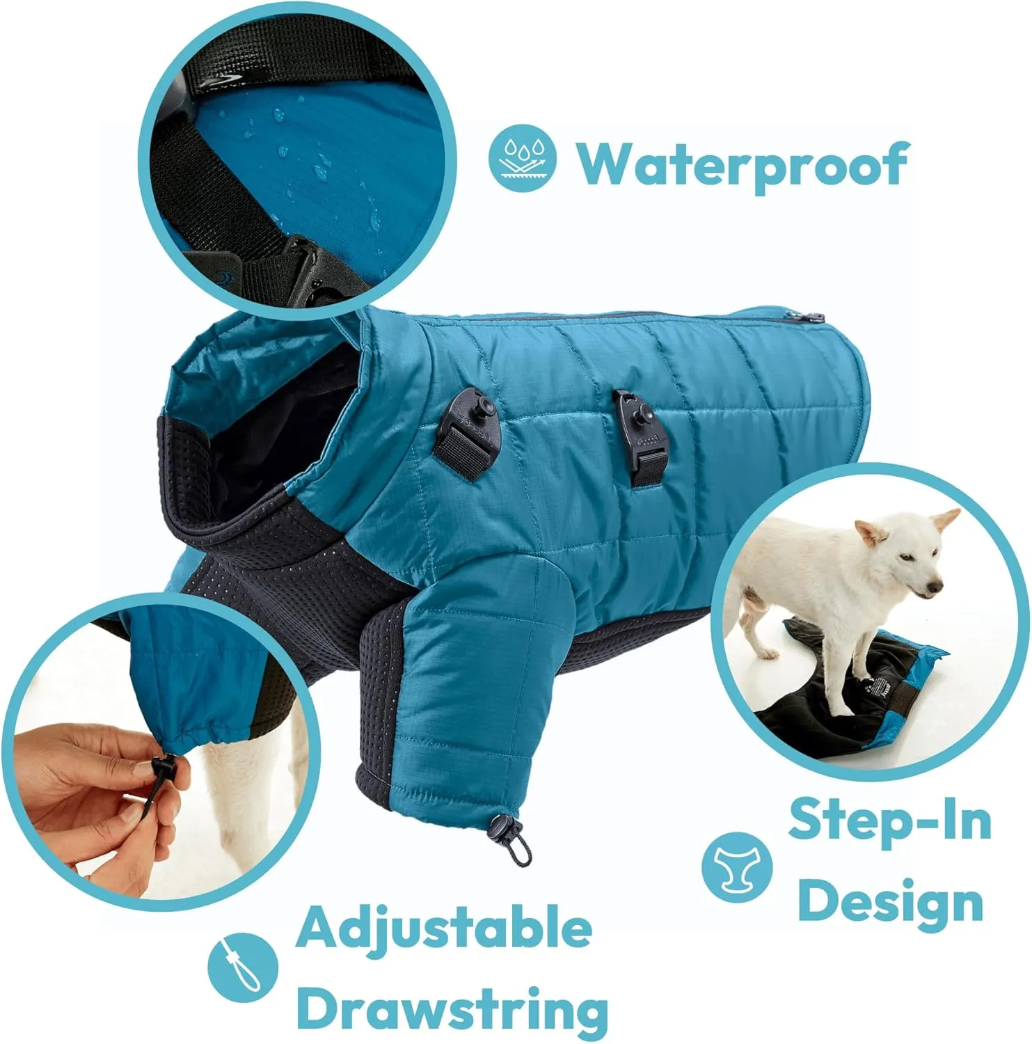 Gooby Alpine Explorer - Celestial, Large - Waterproof Jacket with Cross Lock Converter for Small Dog and Medium Dog