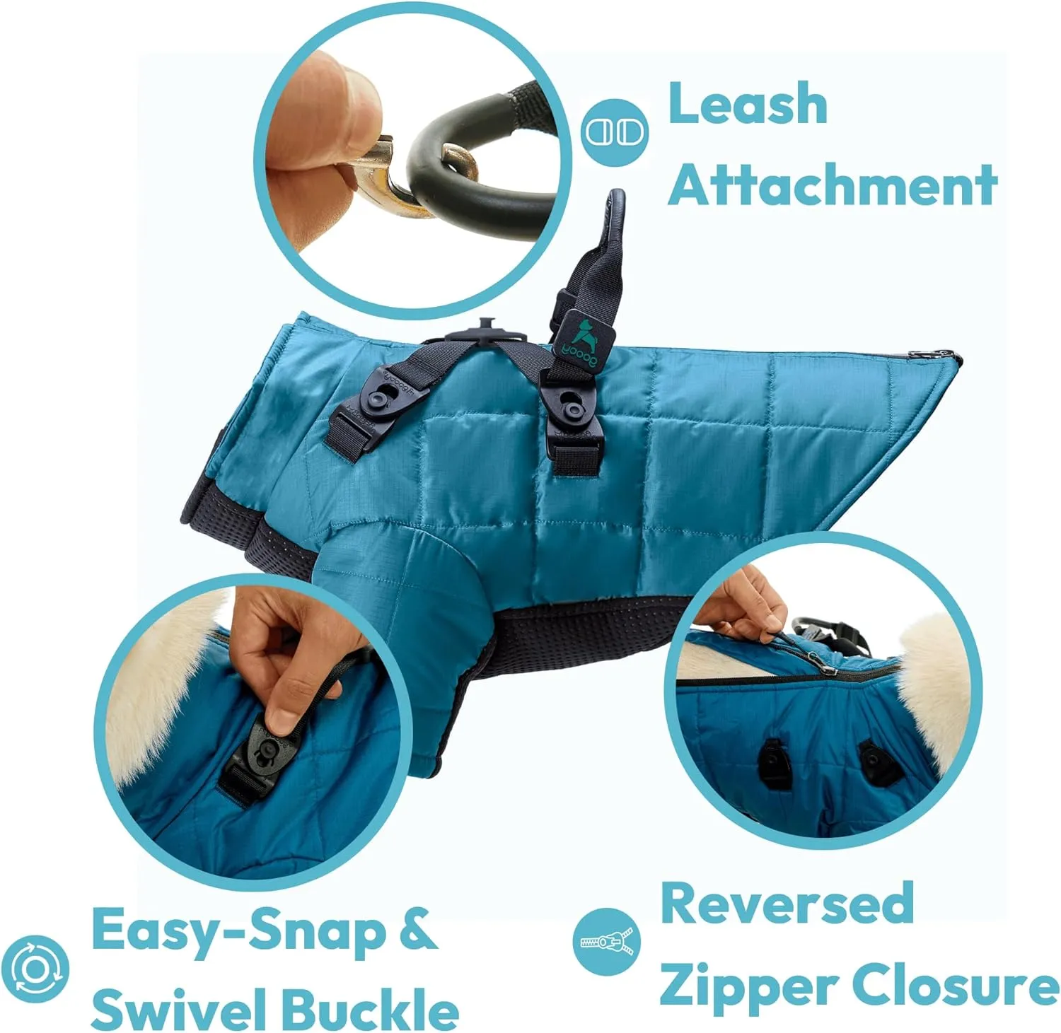 Gooby Alpine Explorer - Celestial, Large - Waterproof Jacket with Cross Lock Converter for Small Dog and Medium Dog