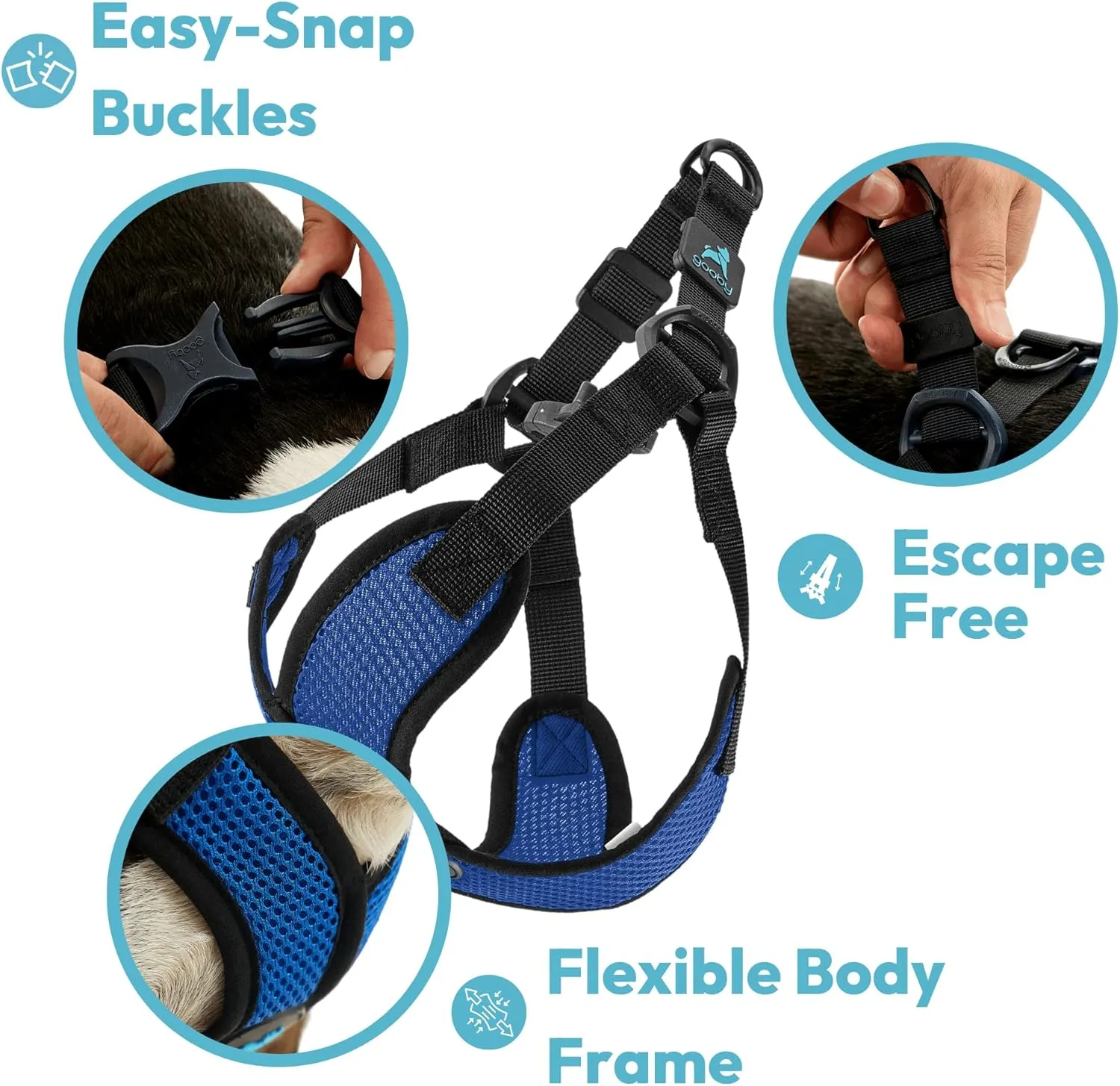 Gooby Comfort X Step in Lite Dog Harness - Choke Free, Escape Free with Light Breathable Mesh - Step in Dog Harness for Small and Medium Dogs - Quick Release Buckle, Metal D-Rings - Black, Small
