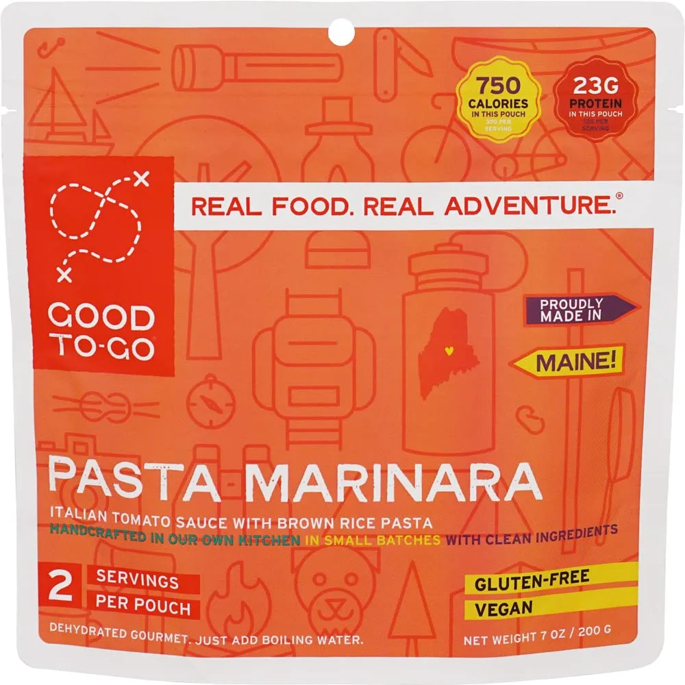 GOOD TO-GO Pasta Marinara (Double Serving) | Camping & Backpacking Food | Just Add Water Backpacking Meals | Good To-Go Dehydrated Meals Taste Better Than Freeze Dried Food