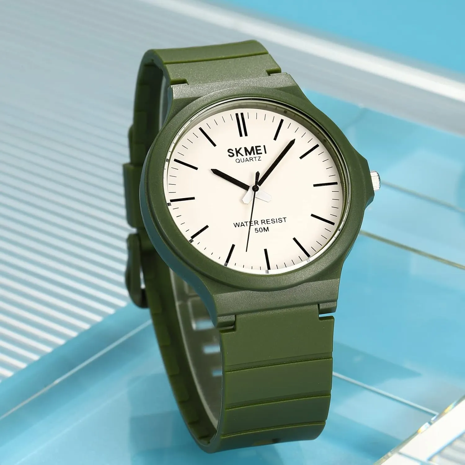 Gosasa Men's Watches Analog Quartz Sports Unisex Watch Waterproof Watch for Students Women Men Easy Read Dial, 24 Hour with Second Hand, Colorful Silicone Band