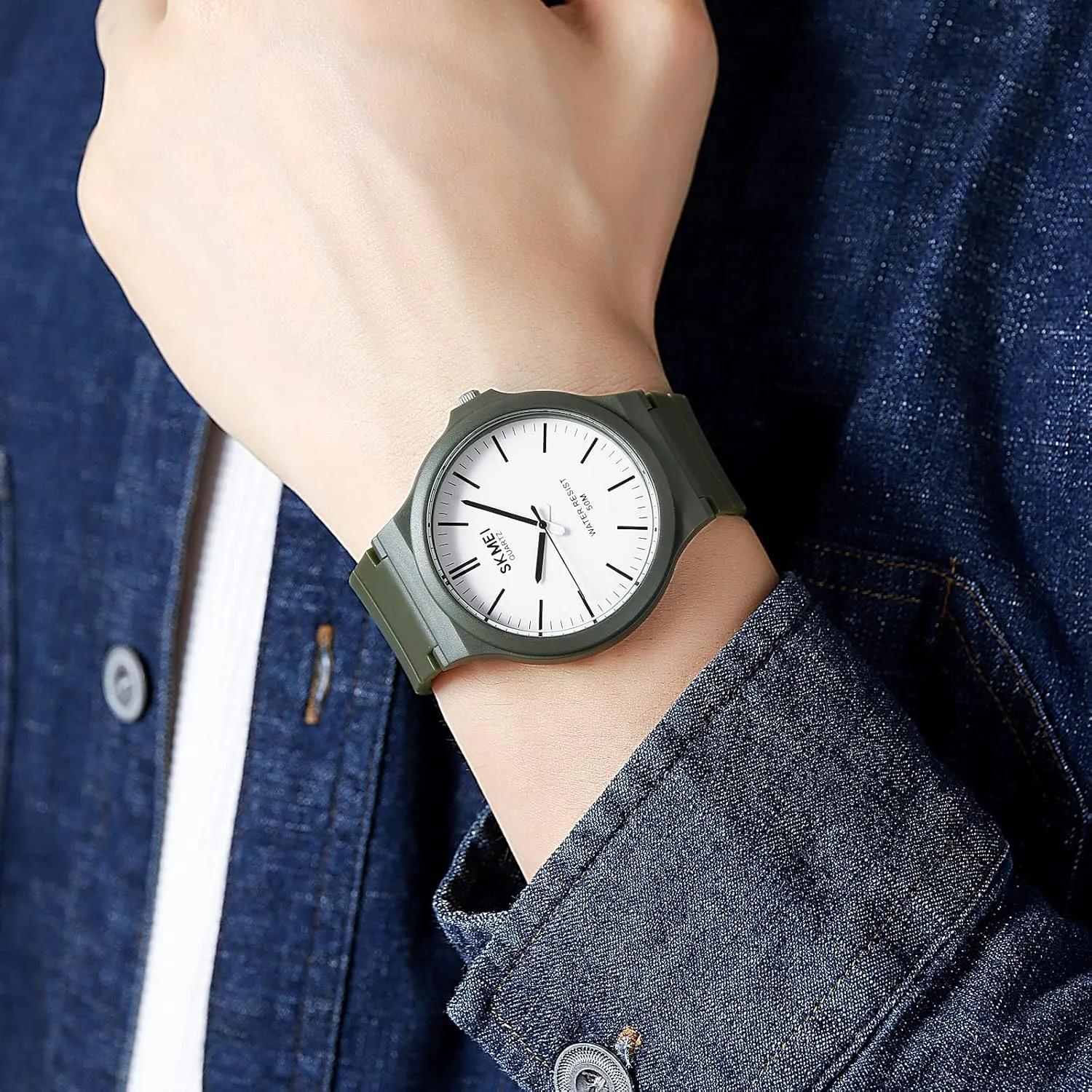Gosasa Men's Watches Analog Quartz Sports Unisex Watch Waterproof Watch for Students Women Men Easy Read Dial, 24 Hour with Second Hand, Colorful Silicone Band