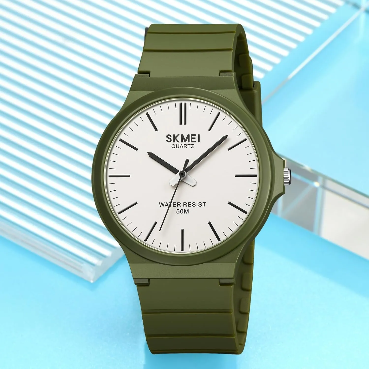 Gosasa Men's Watches Analog Quartz Sports Unisex Watch Waterproof Watch for Students Women Men Easy Read Dial, 24 Hour with Second Hand, Colorful Silicone Band