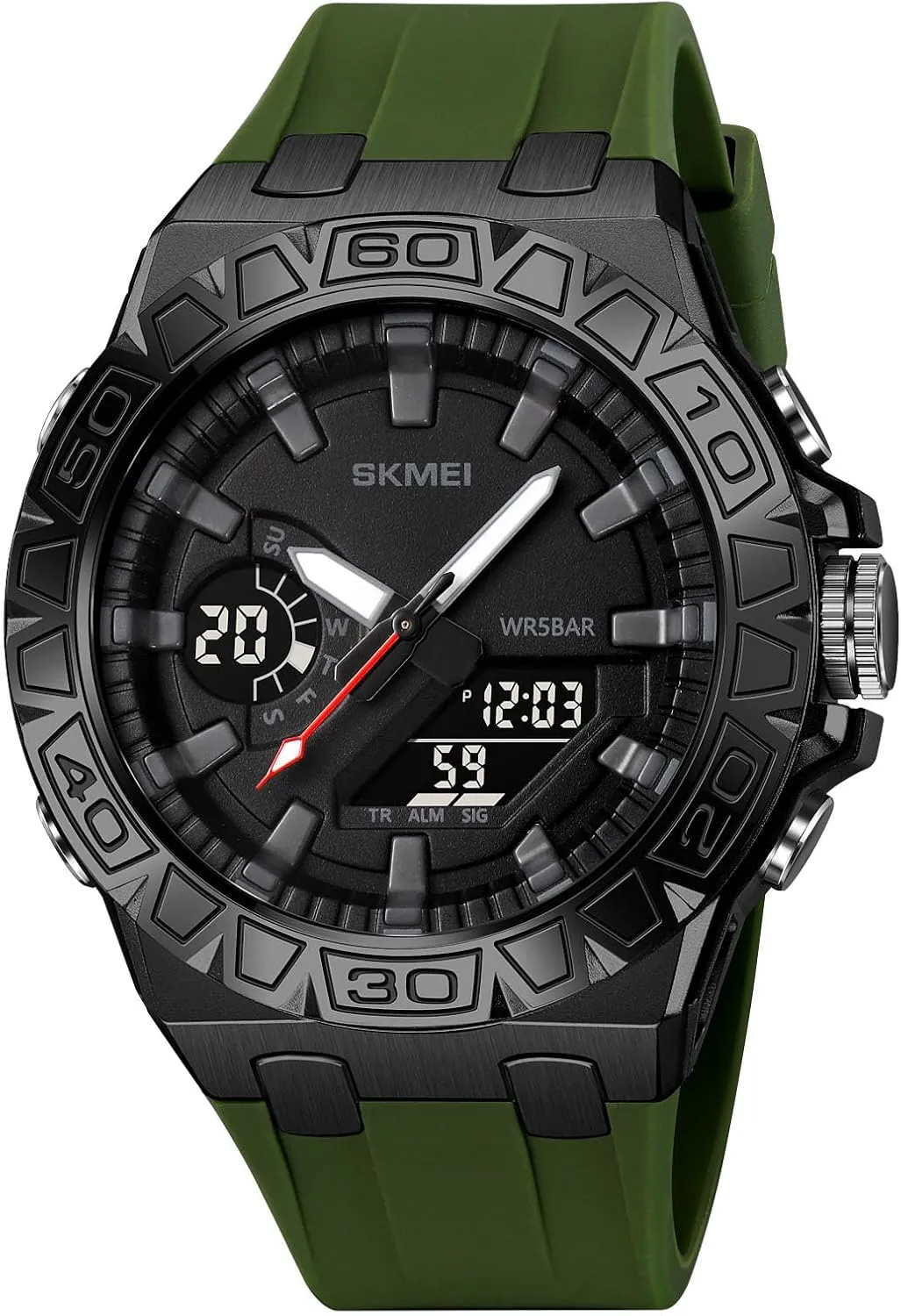 Gosasa Men's Waterproof Outdoor Sports Watches Multifunctional Sports Watch LED Luminous Display, Alarm, Stopwatch, Date, Countdown Timer with Durable Silicone Strap