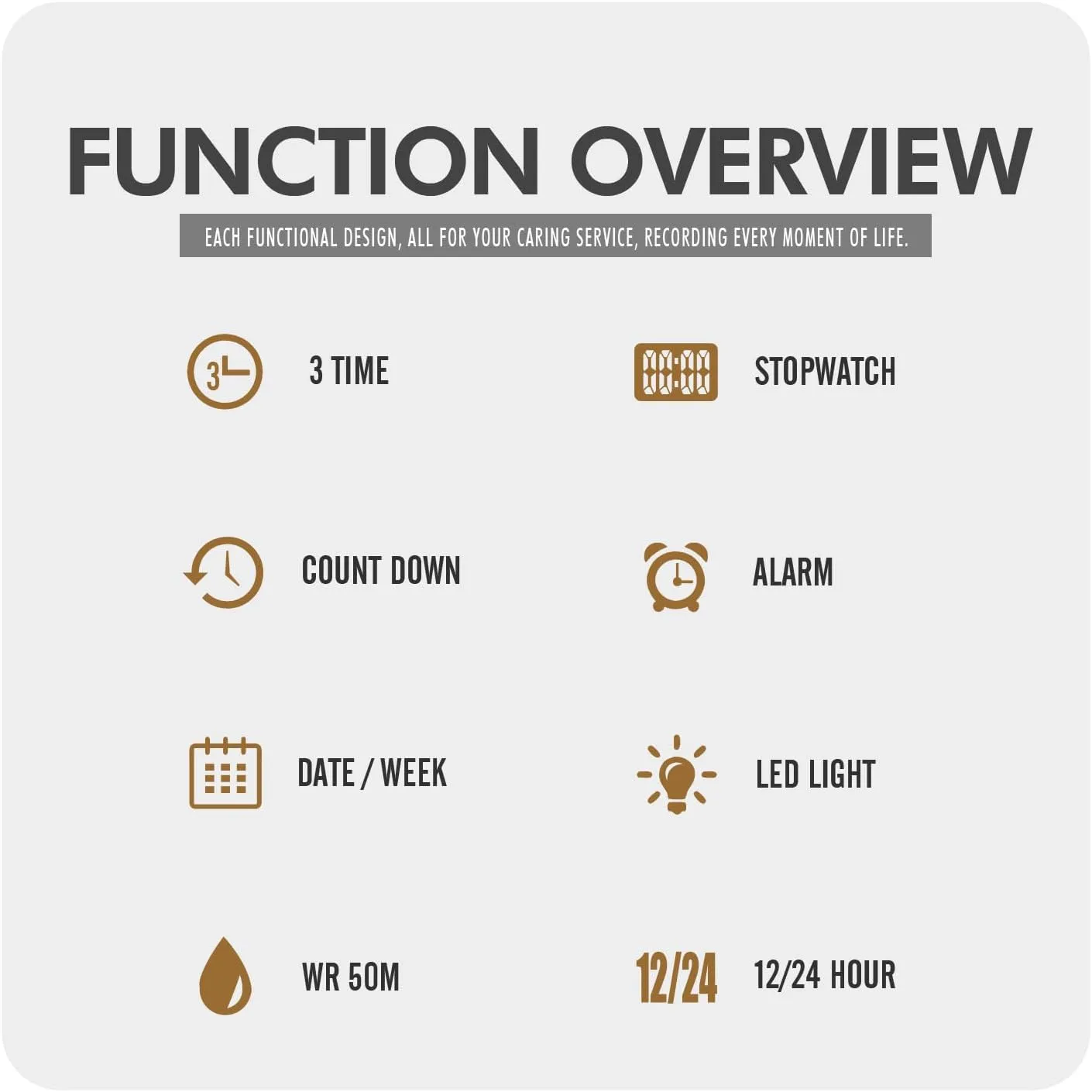 Gosasa Men's Waterproof Outdoor Sports Watches Multifunctional Sports Watch LED Luminous Display, Alarm, Stopwatch, Date, Countdown Timer with Durable Silicone Strap