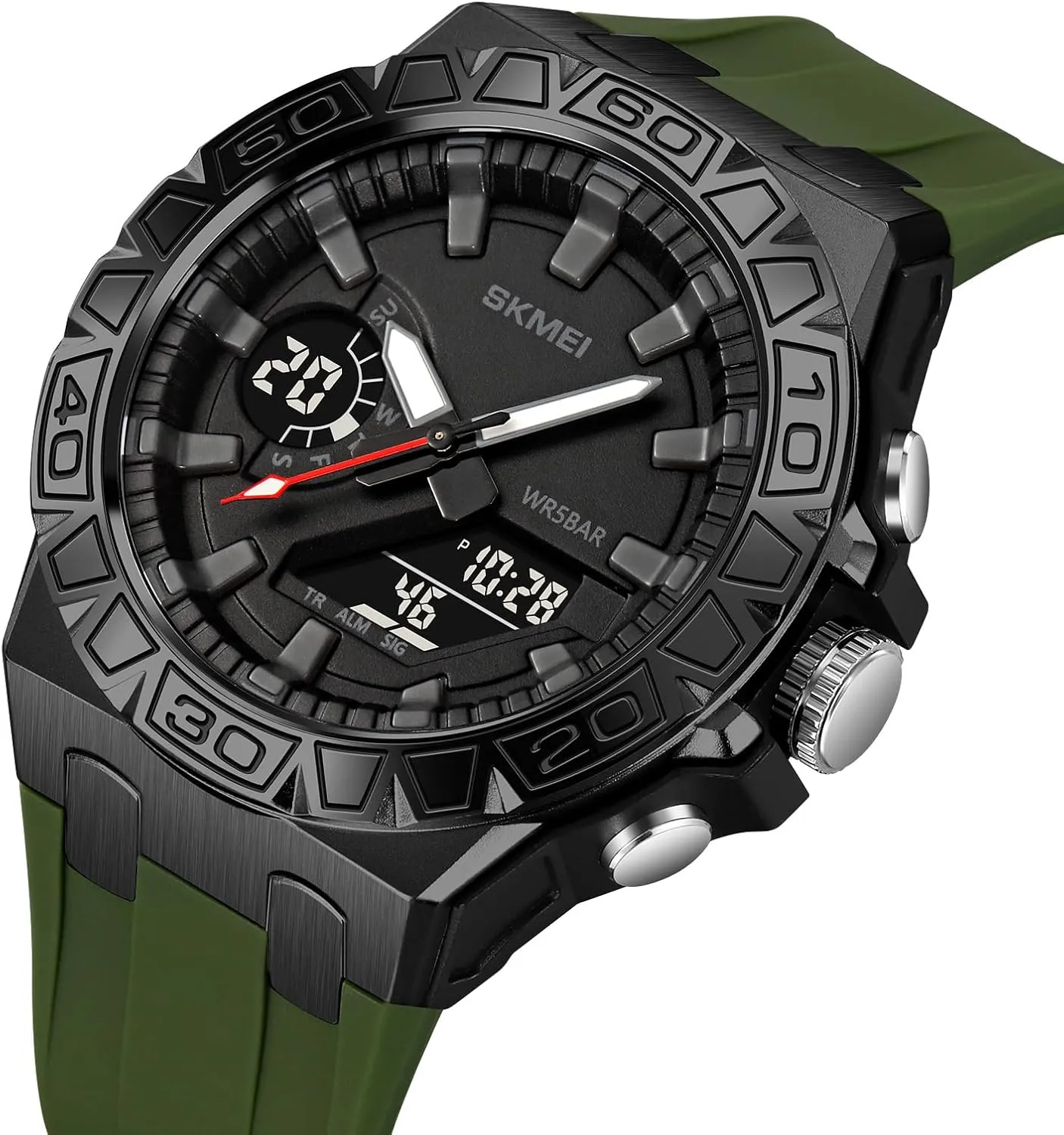 Gosasa Men's Waterproof Outdoor Sports Watches Multifunctional Sports Watch LED Luminous Display, Alarm, Stopwatch, Date, Countdown Timer with Durable Silicone Strap