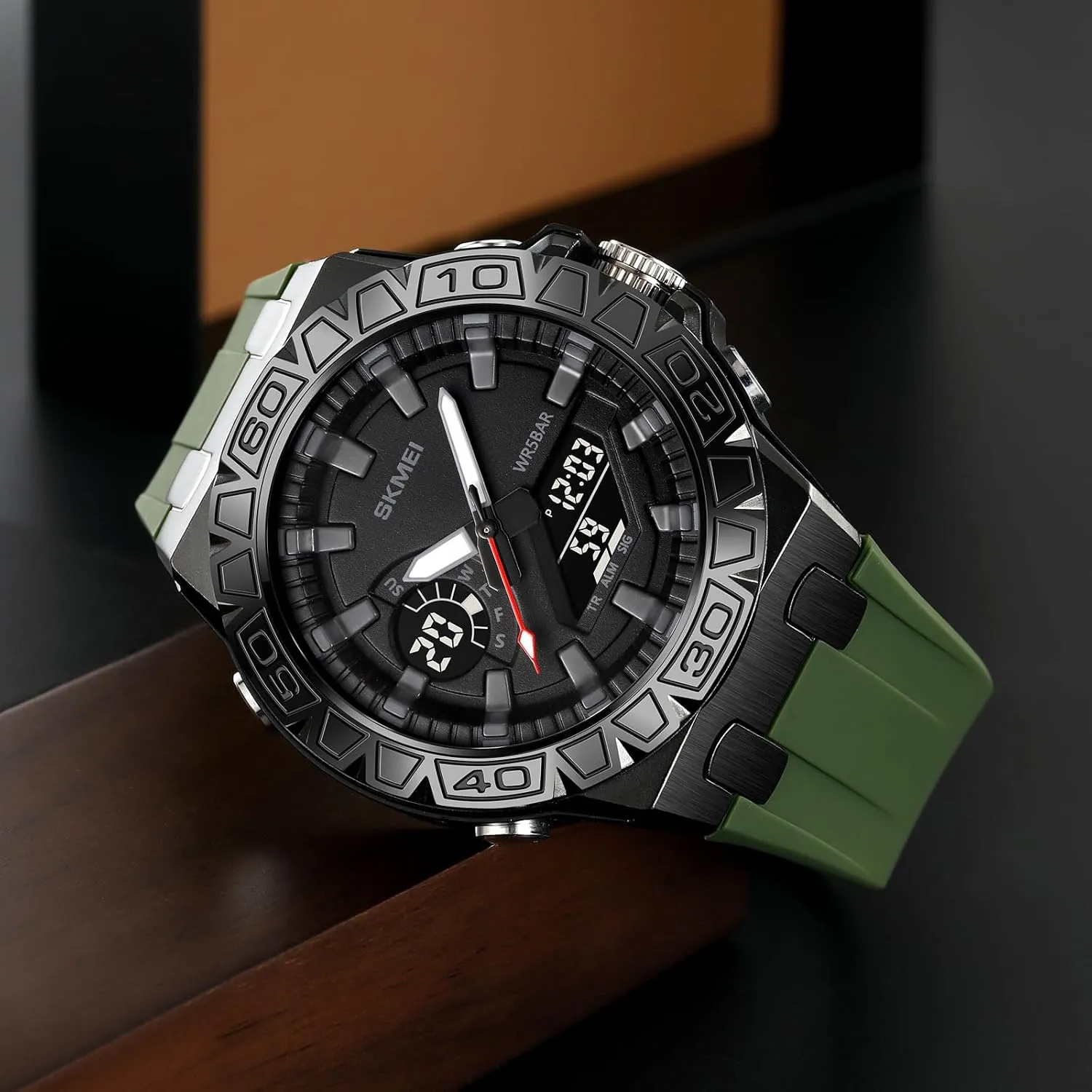 Gosasa Men's Waterproof Outdoor Sports Watches Multifunctional Sports Watch LED Luminous Display, Alarm, Stopwatch, Date, Countdown Timer with Durable Silicone Strap