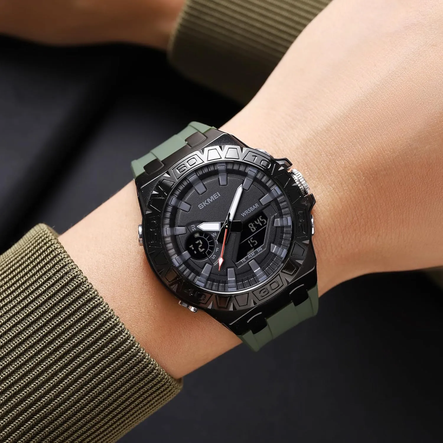 Gosasa Men's Waterproof Outdoor Sports Watches Multifunctional Sports Watch LED Luminous Display, Alarm, Stopwatch, Date, Countdown Timer with Durable Silicone Strap
