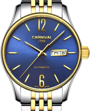 Gosasa Swiss Luxury Men's Automatic Mechanical Watches Two Tone Stainless Steel Date Dress Wrist Watch