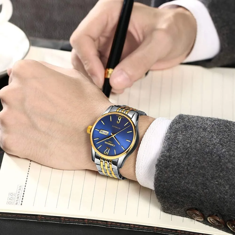 Gosasa Swiss Luxury Men's Automatic Mechanical Watches Two Tone Stainless Steel Date Dress Wrist Watch