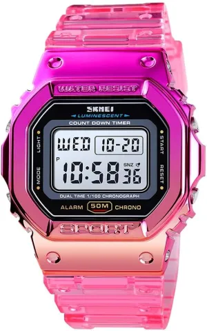 Gosasa Unisex Colorful Digital Sport PU Strap LED Quartz 5ATM Waterproof Wrist Watches for Men Women