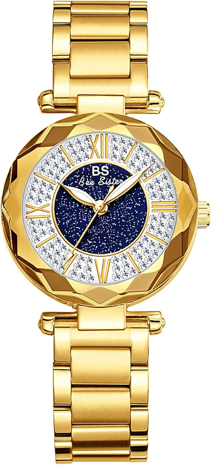Gosasa Women's Analog Diamond Dial Watch Ladies Quartz Waterproof Wristwatches Stainless Steel Bracelet Watch for Women