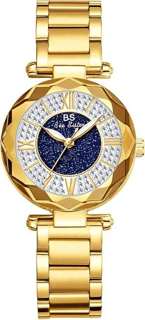 Gosasa Women's Analog Diamond Dial Watch Ladies Quartz Waterproof Wristwatches Stainless Steel Bracelet Watch for Women