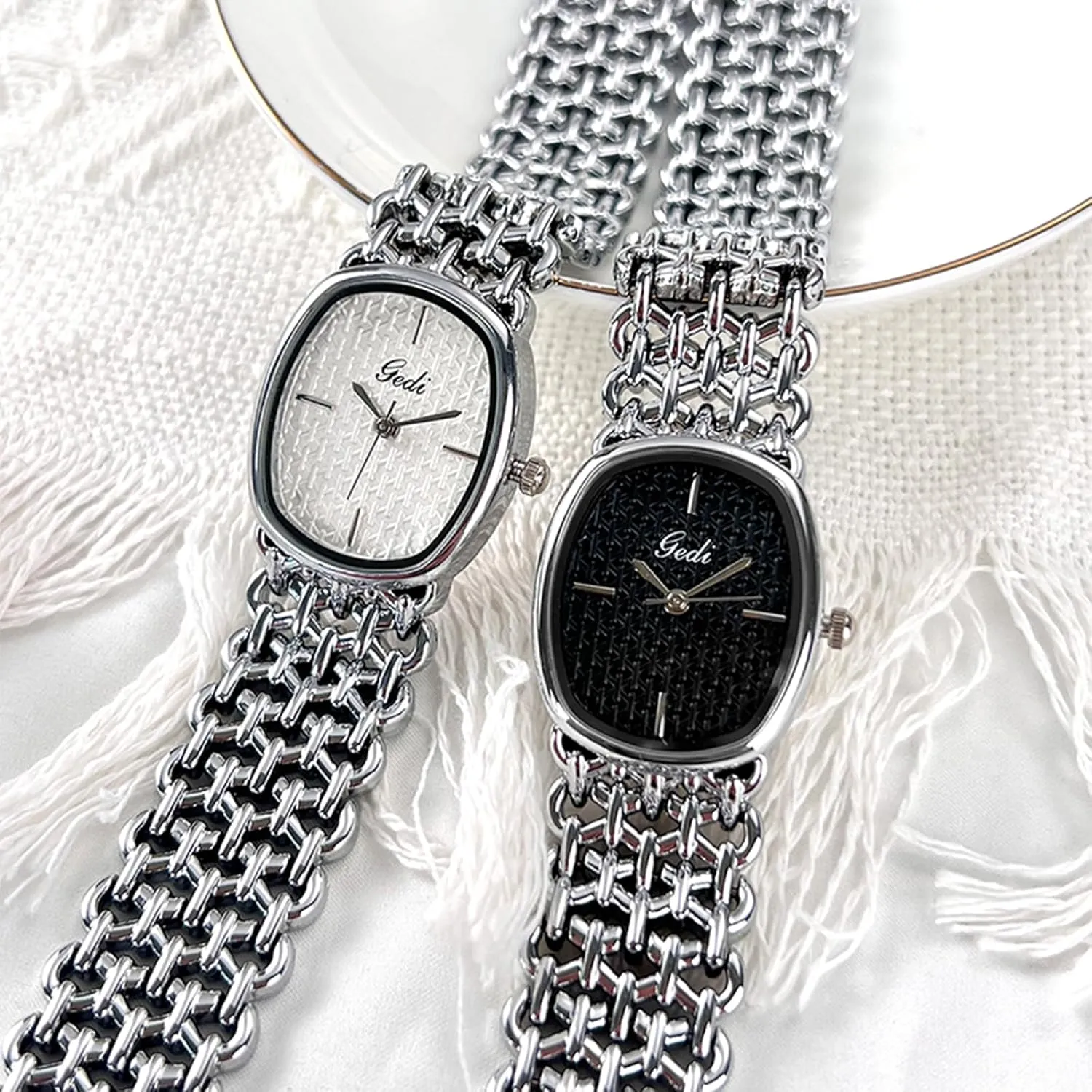 Gosasa Women's Gold Watches Vintage Bracelet Quartz Luxury Waterproof Ladies Oval Dress Chain Wrist Watch with Tools Included