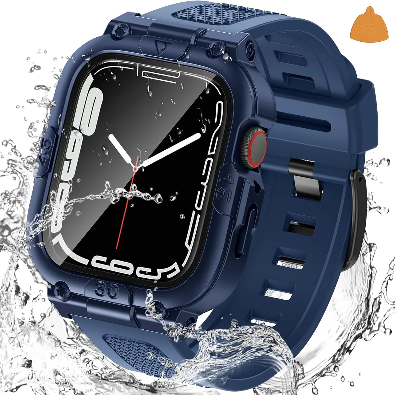 Goton 3 in 1 Waterproof Case and Band with Tempered Glass Screen Protector for Apple Watch Series 10 9 8 7 6 5 4 SE2 SE Ultra 46mm 42mm 44mm 40mm 45mm 41mm 49mm, Bumper Cover for iWatch Accessories