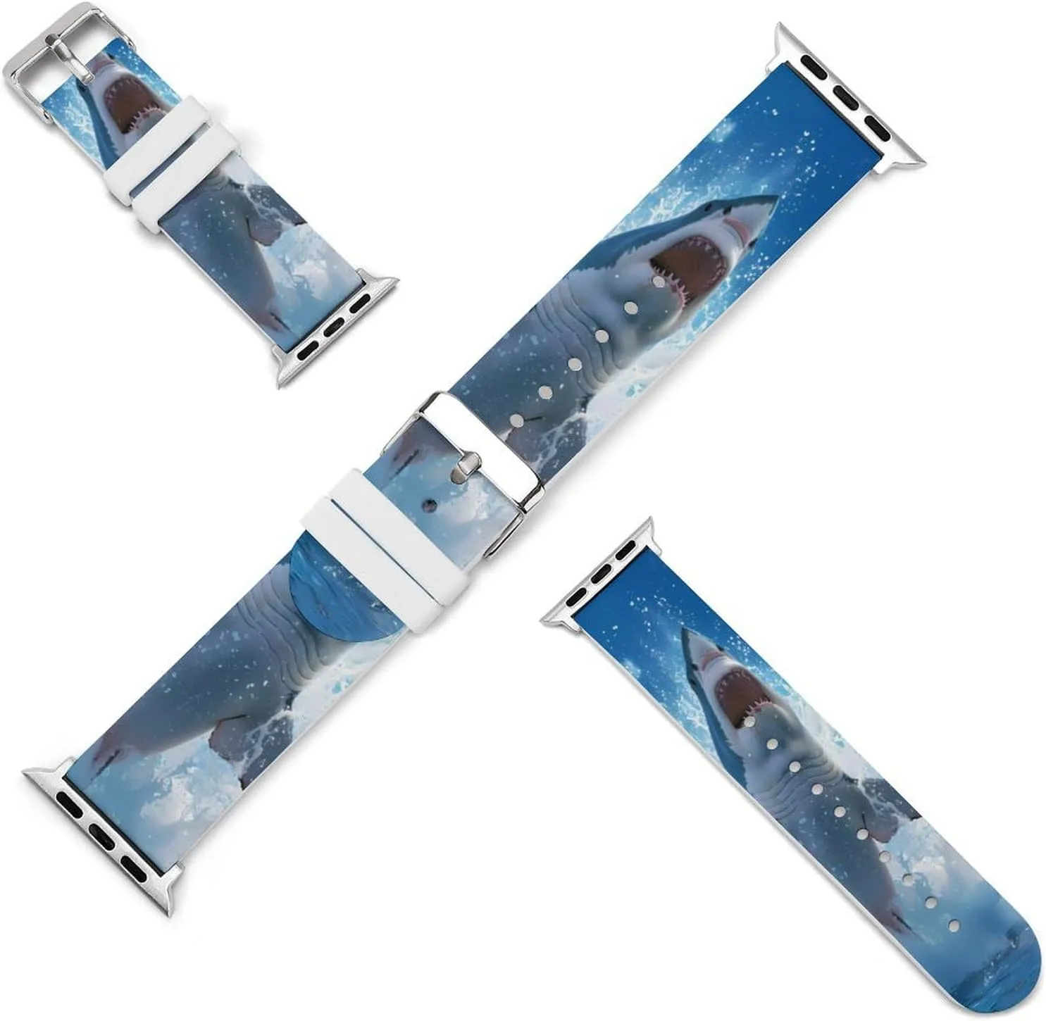Great White Shark Animal Watch Bands Silicone Strap Sport Bands Replacement Strap Wristbands Compatible with Apple Watch