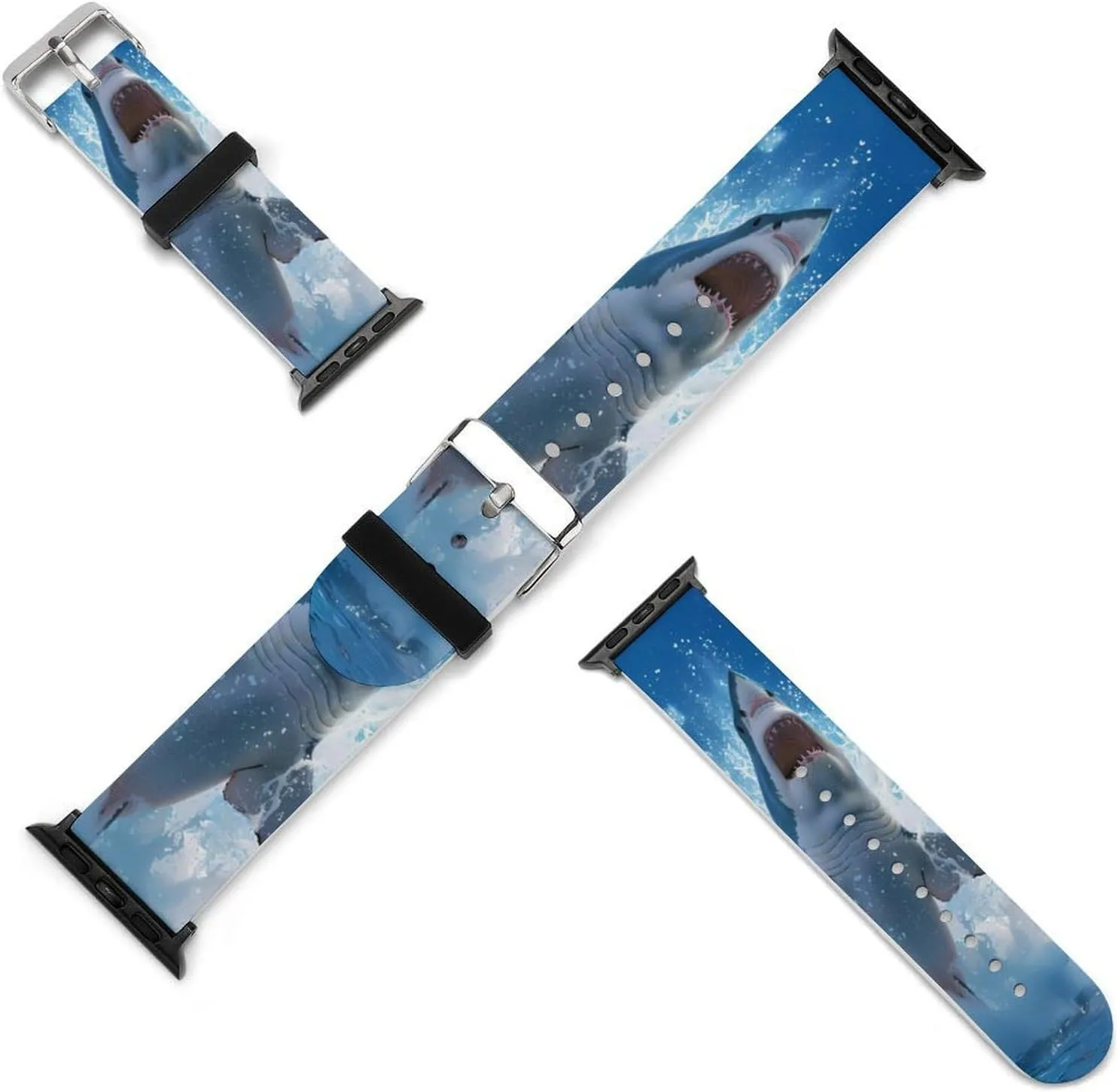 Great White Shark Animal Watch Bands Silicone Strap Sport Bands Replacement Strap Wristbands Compatible with Apple Watch