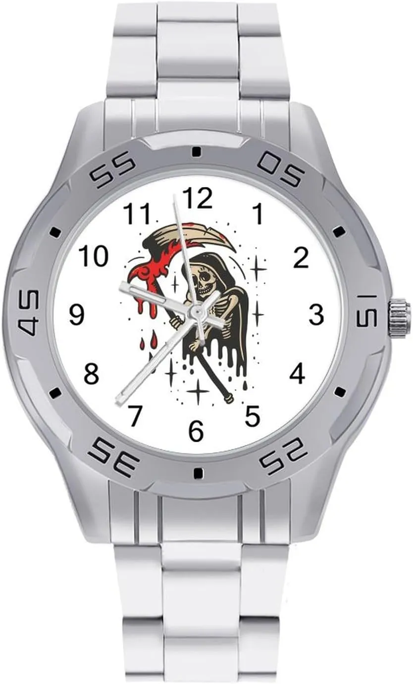 Grim Reaper Simple Stainless Steel Band Business Watch Dress Wrist Unique Luxury Work Casual Waterproof Watches