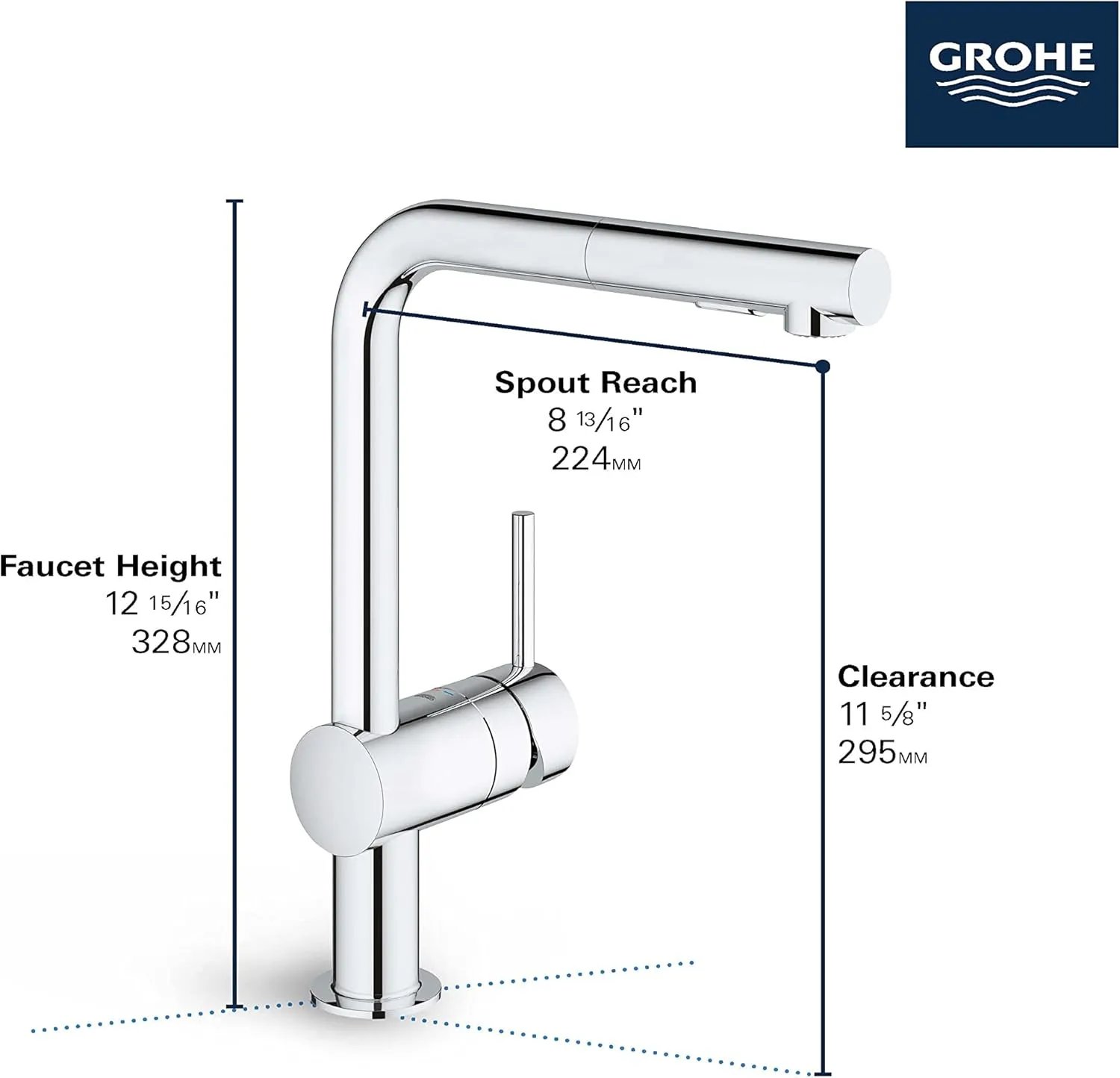 GROHE 30300000 Minta Pull-Out Kitchen Faucet Chrome