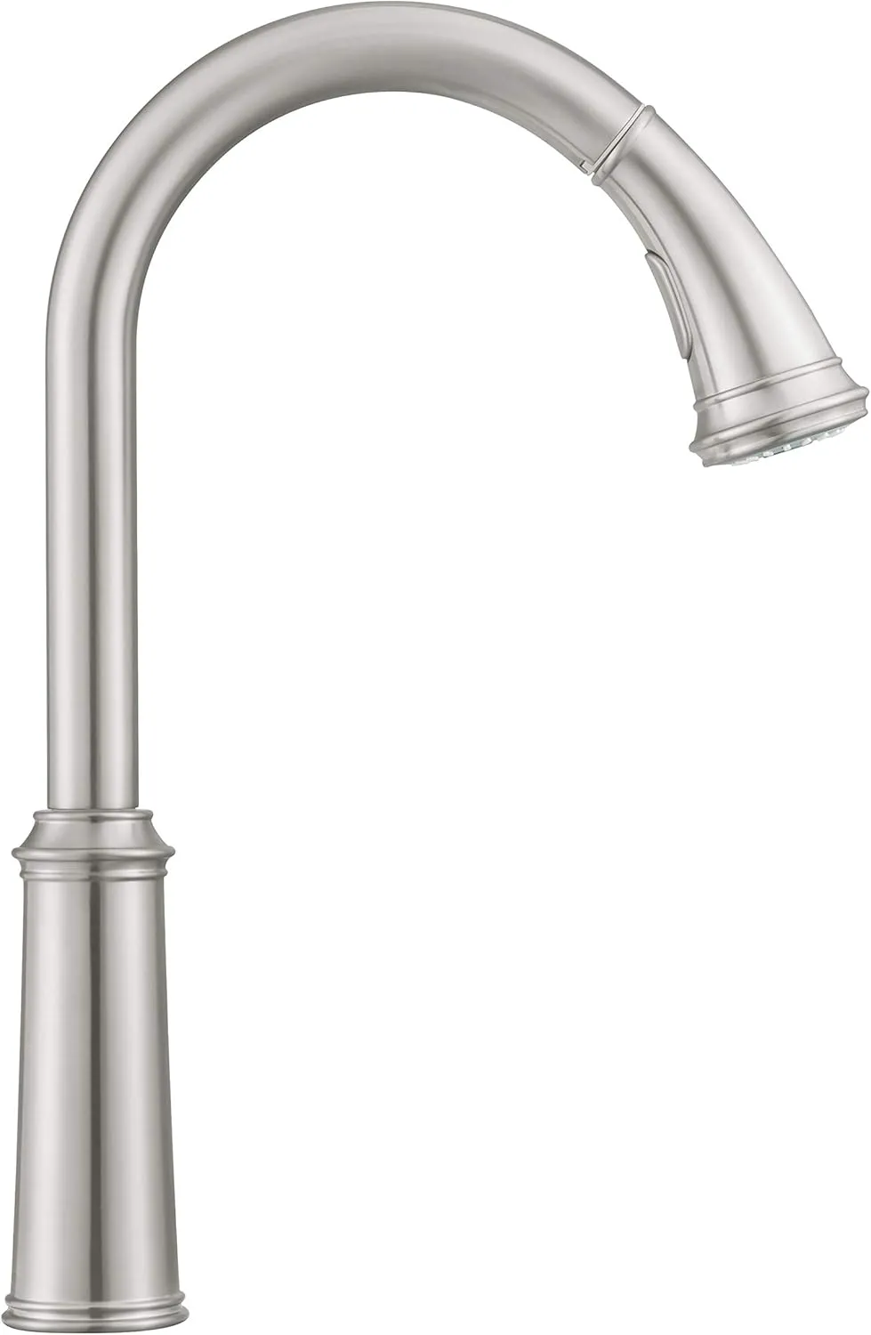 GROHE Gloucester – Kitchen Sink Pull-Out Dual Spray Mixer Tap (High C-spout, 28 mm Ceramic Cartridge, 360° Swivel Range, Tails 3/8 Inch), Size 434 mm, Quick Mount Included, Stainless Steel, 30422DC0