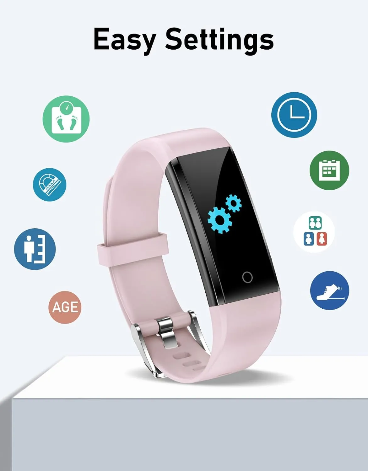 GRV No Bluetooth Pedometer Watch Fitness Tracker No Phone Needed, Step Counter Calories/Sleep Tracker for Walking Running for Men Women Waterproof (Pink)