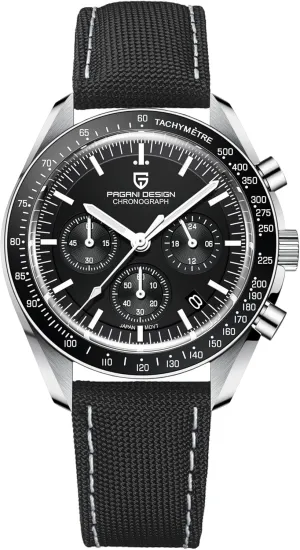 HaiQin Pagani Design 1701 Men's Watches Japanese VK63 Quartz Movement Stainless Steel Strap Waterproof Casual Dress Analog Watch Professional Chronograph