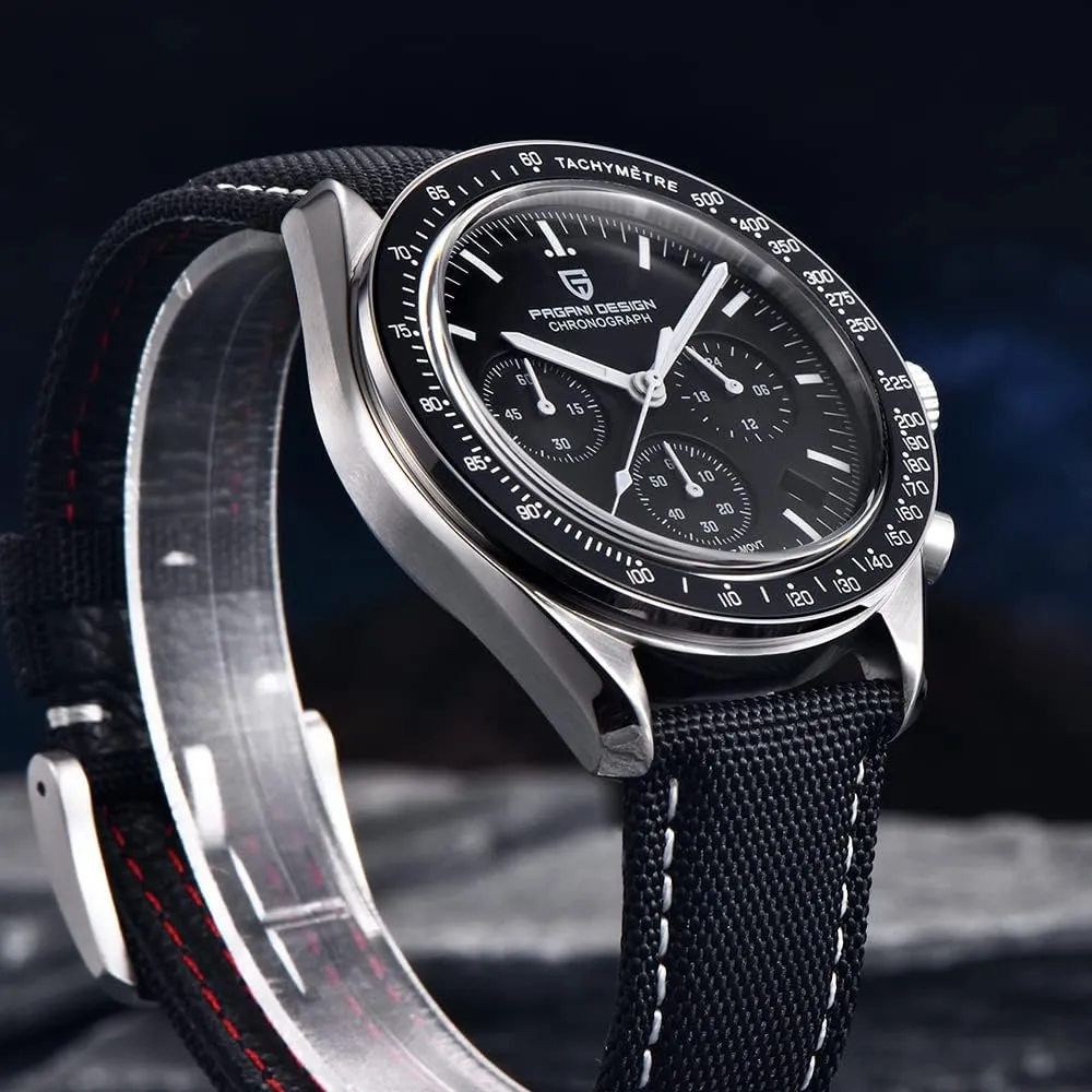 HaiQin Pagani Design 1701 Men's Watches Japanese VK63 Quartz Movement Stainless Steel Strap Waterproof Casual Dress Analog Watch Professional Chronograph