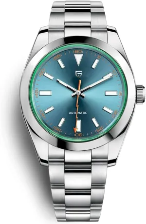 HaiQin Pagani Design 1733 Men's Automatic Watches NH35A Self Winding Movement Green Glass Lightning Pointer Stianless Steel Band Waterproof Men 40MM Mechanical Watch