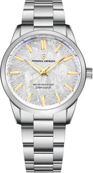 HaiQin Pagani Design 1734 Men's Casual Watches Japan VH31 Quartz Movement Stainless Steel Strap Palm Leaf Dial 100M Waterproof Super Luminous Sport Analog Watch