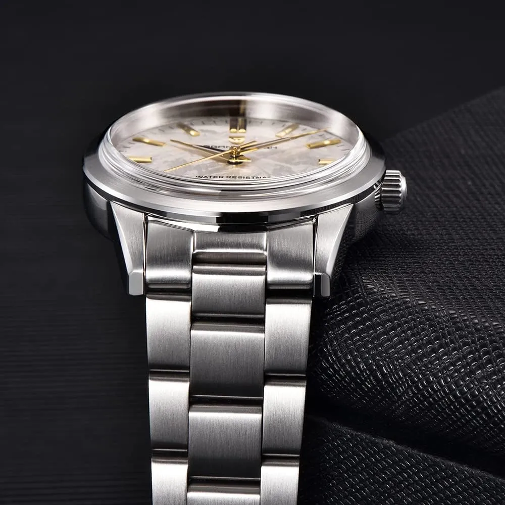 HaiQin Pagani Design 1734 Men's Casual Watches Japan VH31 Quartz Movement Stainless Steel Strap Palm Leaf Dial 100M Waterproof Super Luminous Sport Analog Watch