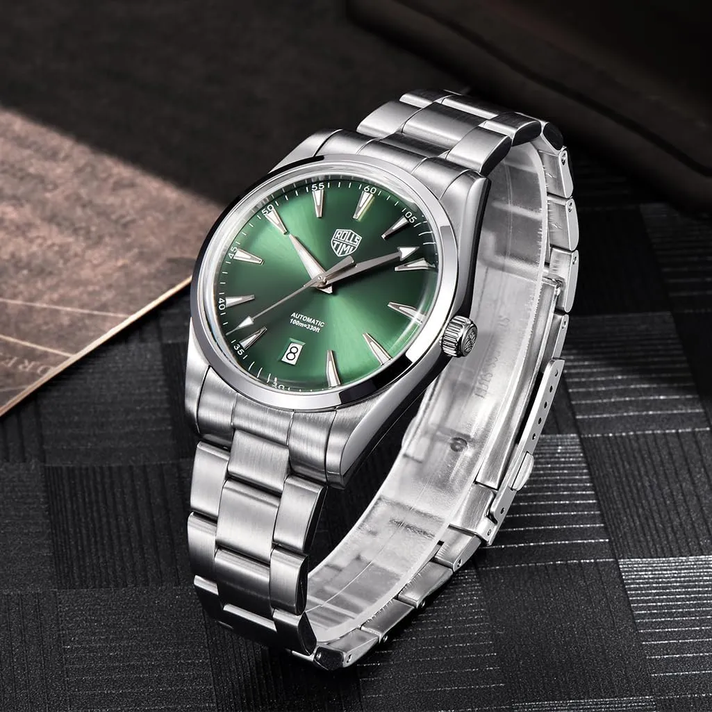 HaiQin RollsTimi 7912 Men's Automatic Watches NH35 Self Winding Movement Full Stianless Steel 100M Waterproof Fashion Dress Mechanical Wrist Watch