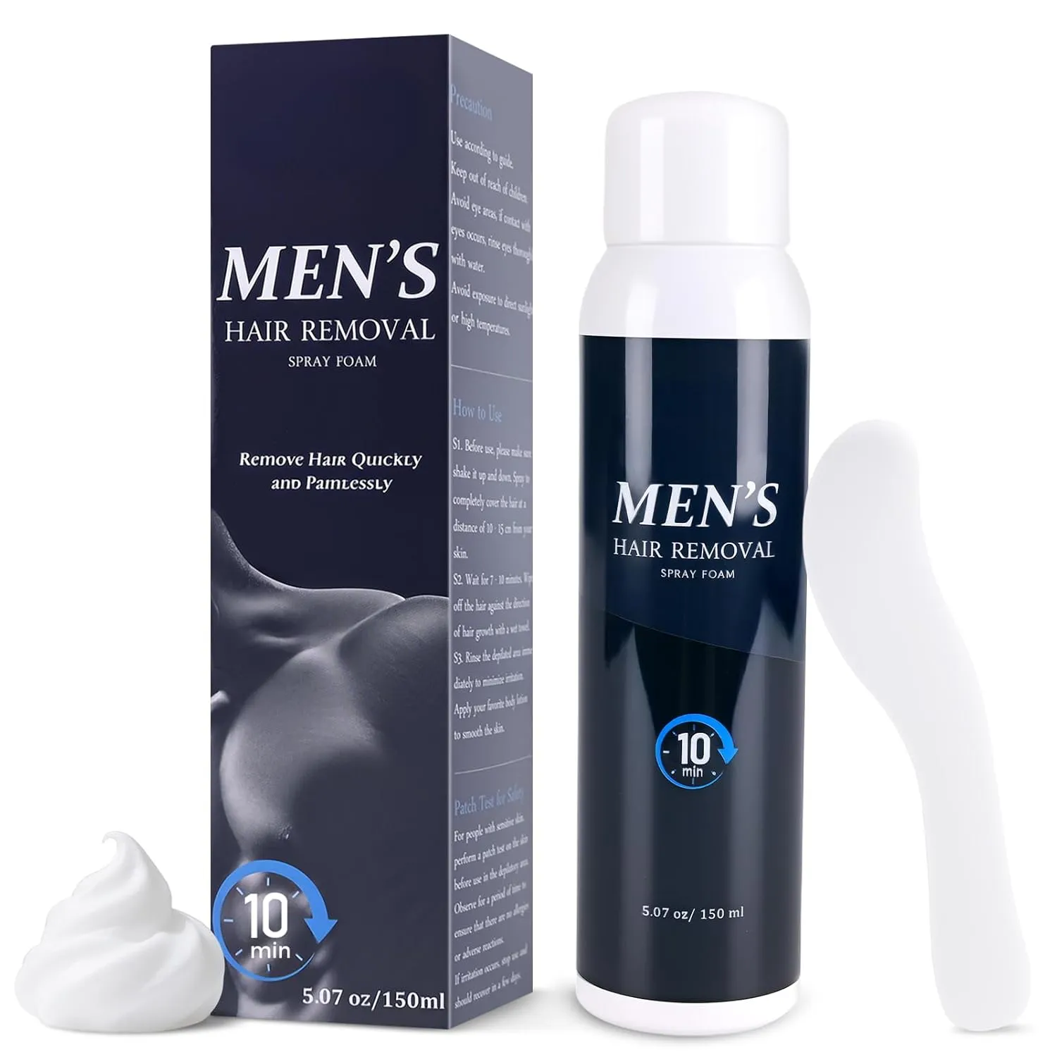 Hair Removal Spray For Men 150ml, For Genitals & Chest & Body, Painless And Non-Irritating For Sensitive Skin Depilatories Cream