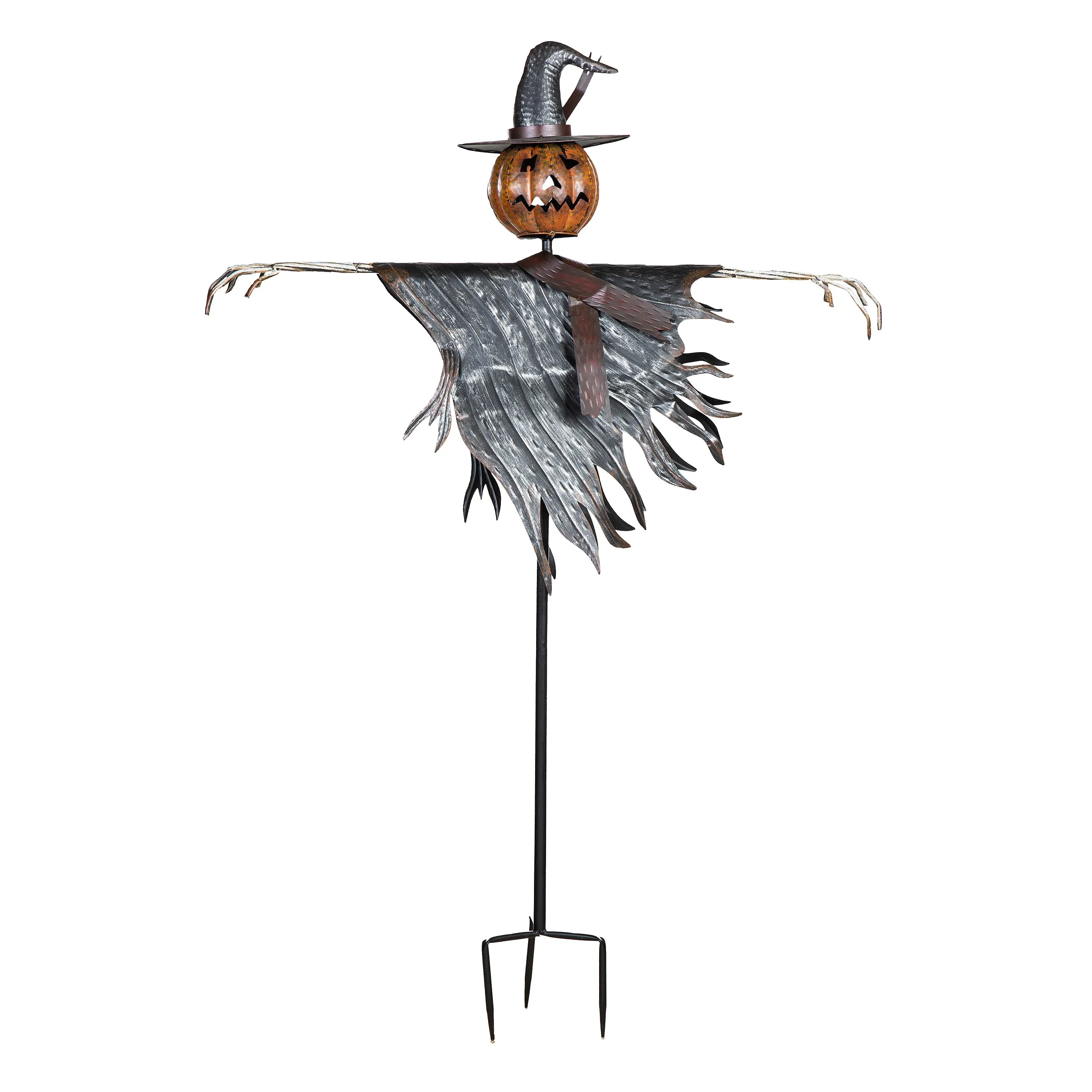 Halloween Solar Scarecrow Jack O' Lantern Metal Ground Stake