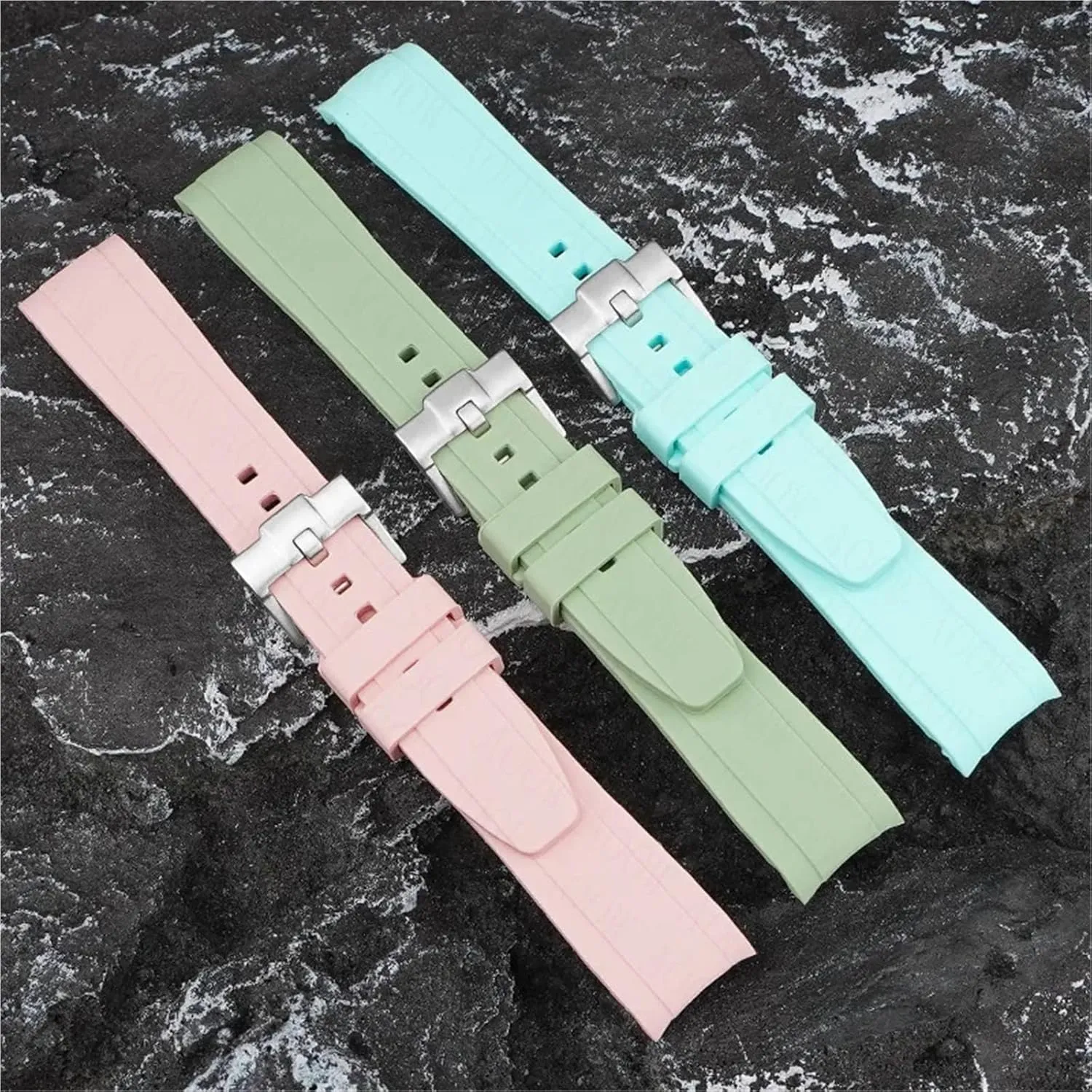 HaoLMi-18/19/20/21/22mm Curved End Rubber Strap Universal Silicone Watch Band Soft Sport Waterproof Replace Bracelet Belt for Men Women
