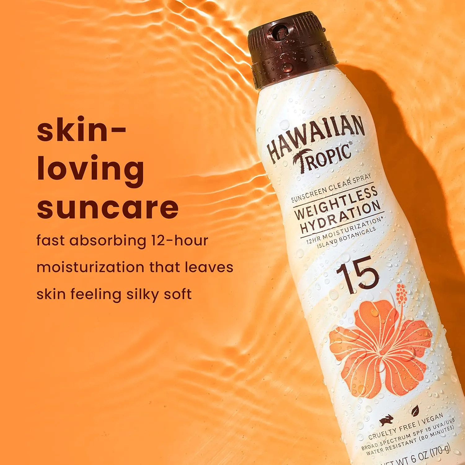 Hawaiian Tropic Weightless Hydration Clear Spray Sunscreen SPF 15 Twin Pack 6oz each & Sheer Touch Ultra Radiance Lotion Sunscreen SPF 30 8oz