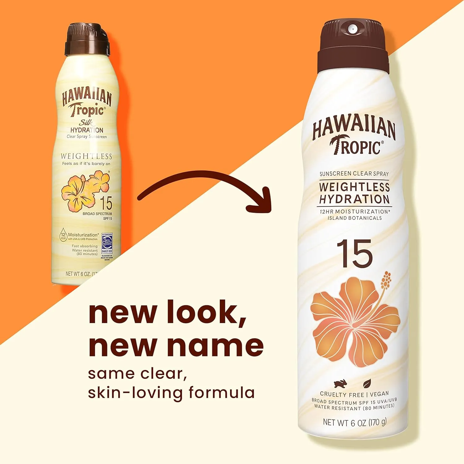Hawaiian Tropic Weightless Hydration Clear Spray Sunscreen SPF 15 Twin Pack 6oz each & Sheer Touch Ultra Radiance Lotion Sunscreen SPF 30 8oz