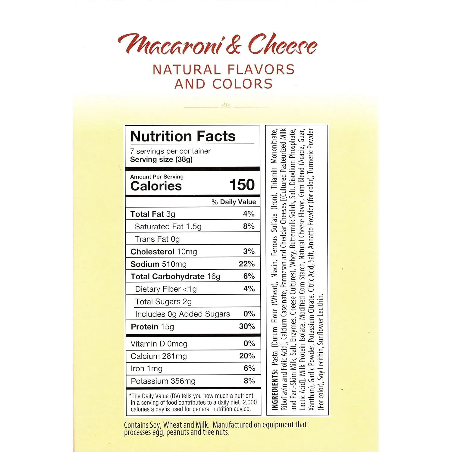 HealthSmart High Protein Creamy Macaroni and Cheese, 15g Protein, Low Calorie, Low Fat, Low Cholesterol, Low Sugar, Quick Delicious Meal, 7 Single Servings